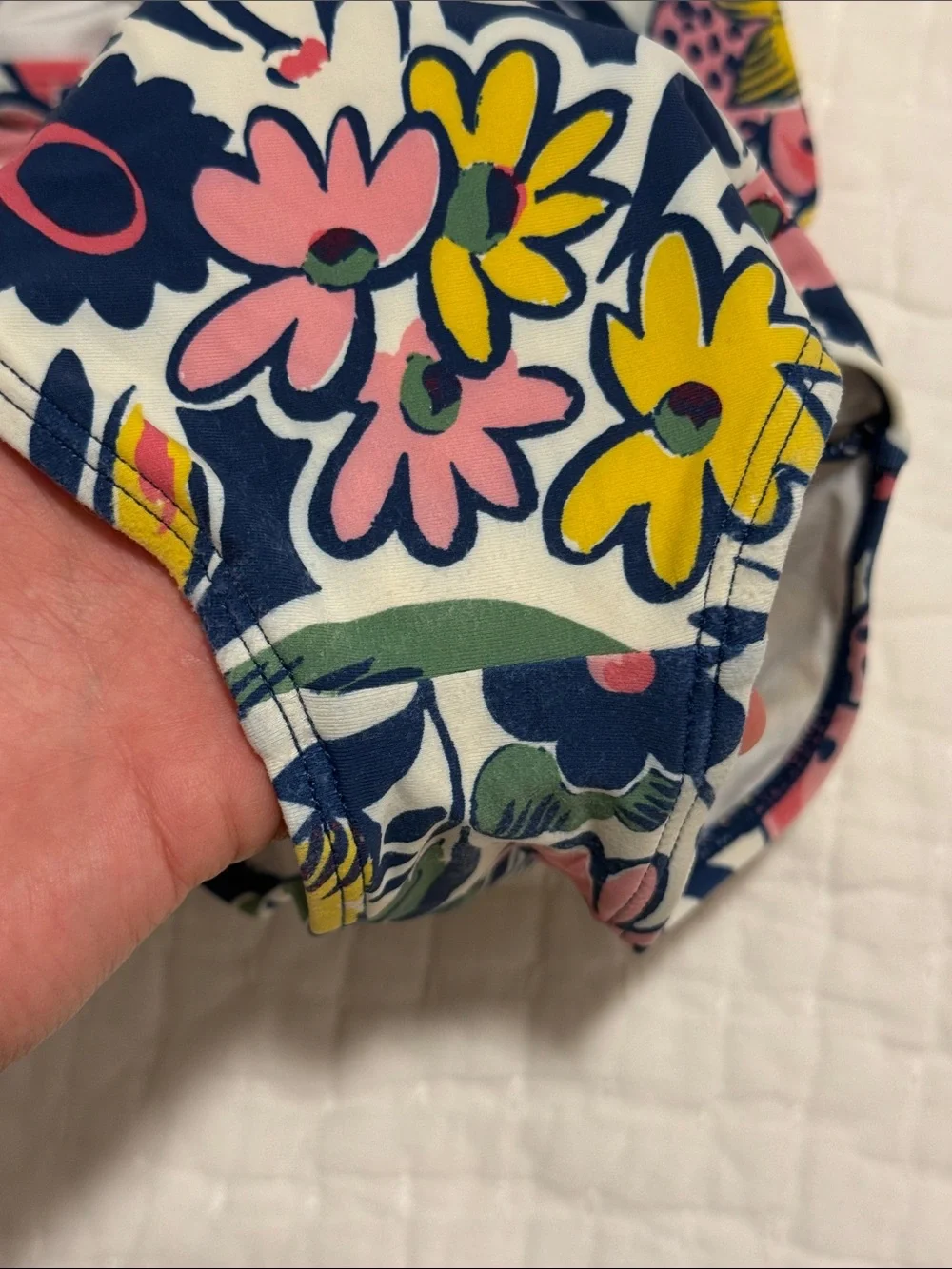 Roller Rabbit Navy Floral One-Piece Swimsuit with Pink & Yellow Flowers 18-24m